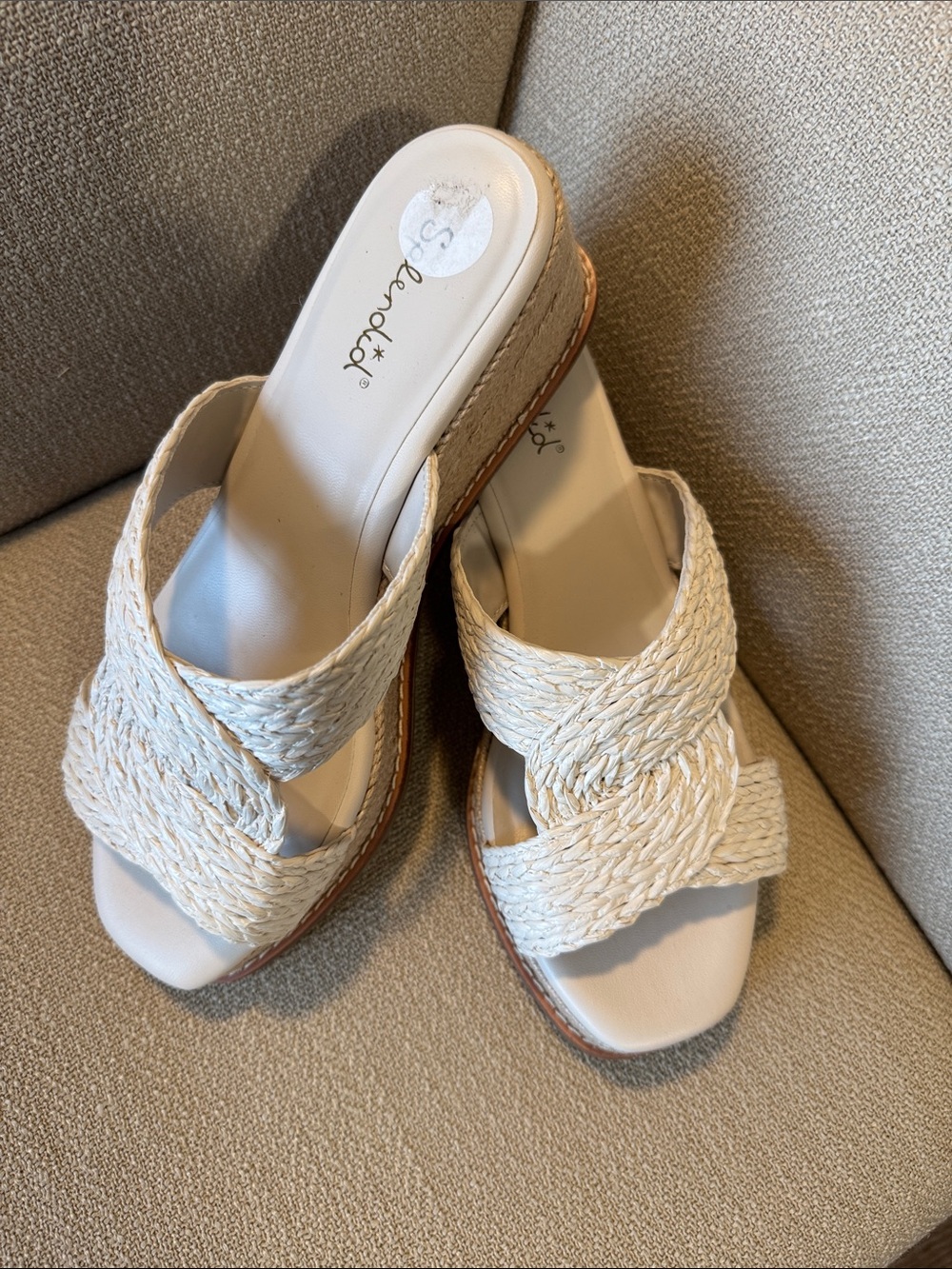 Splendid Braided Espadrille Slide Wedges - Cream